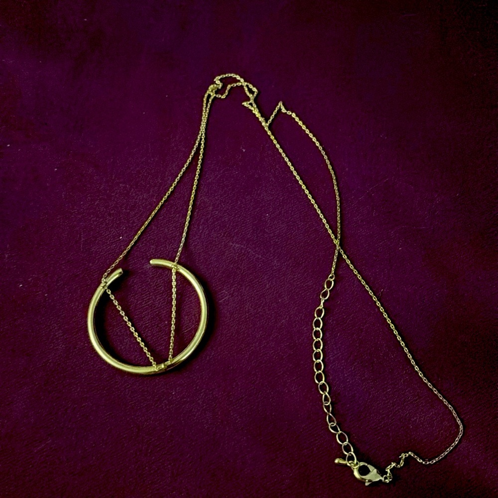 Long gold circle necklace